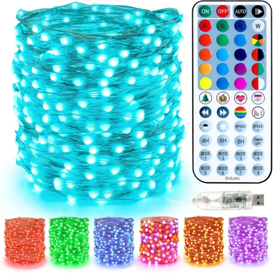 100 LED Color Changing Christmas Fairy Lights with Remote Timer - 100 LED USB {1}