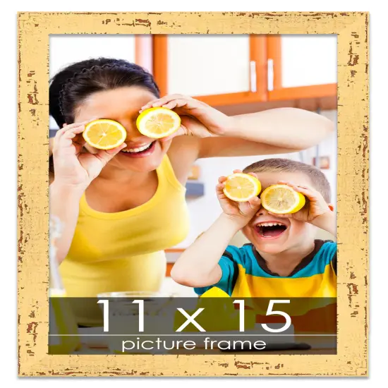 Shabby Chic Yellow Picture Frame - UV Acrylic, Foam Board Backing, Hanging Hardware {1}