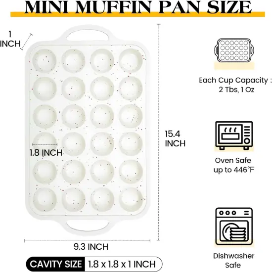 Silicone Muffin Pans For Baking Mini Nonstick Cupcake Pan 24 Cups Silicone Cupcake Molds With Metal Reinforced Frame Bpa Free (2 Pcs, Cream) {5}