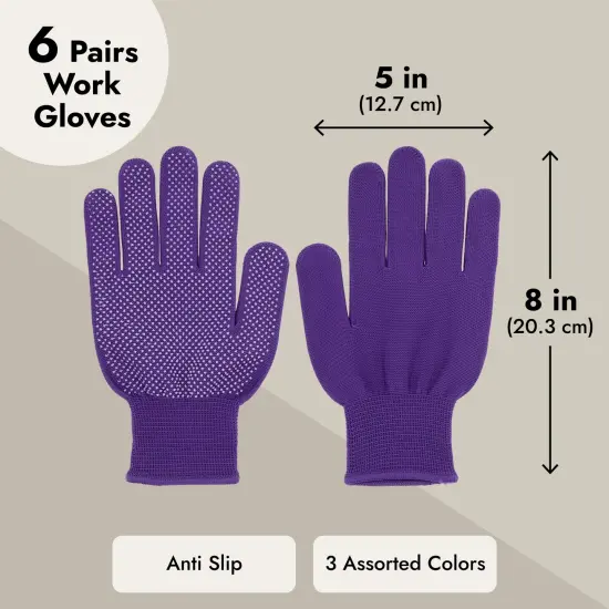 Juvale 6-Pairs Gardening Gloves for Women - Thorn Proof and Cut Resistant Outdoor Cotton Garden Work Gloves (3 Colors) {4}