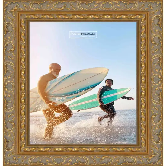 Square Contemporary Gold Picture Frame - UV Acrylic, Foam Board Backing, Hanging Hardware {4}