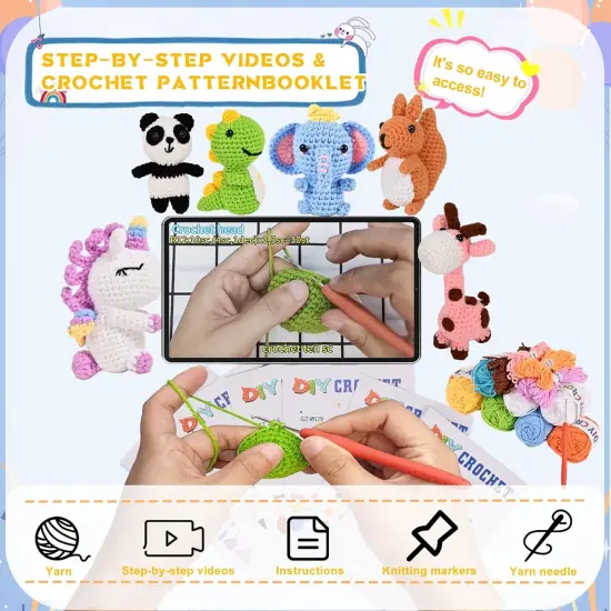 6Pcs Animal Crochet Kits for Beginners {3}