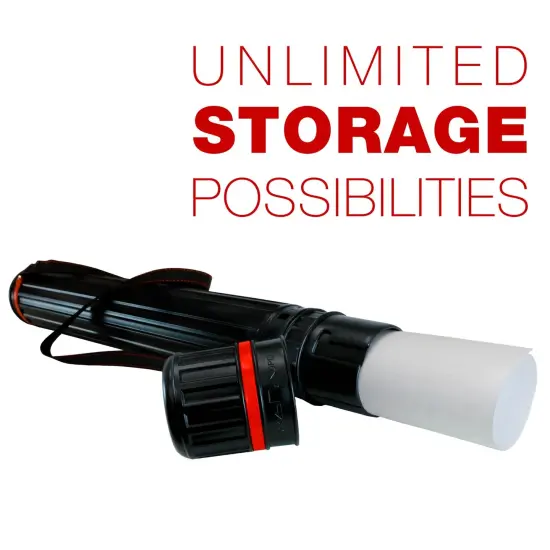 Poster Tube - Telescoping Adjustable 25" to 42" - Durable 3-1/4" Diameter Storage Tube - Art Poster Carrier Holder & Blueprint Storage Drafting Tube Travel & Protection {4}
