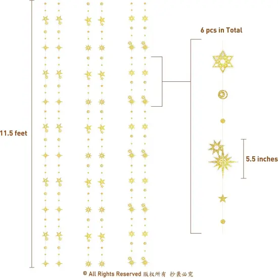 Cheerland Glitter Gold Star Garland Party Decoration {3}