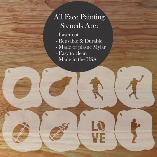 Football Face Painting Stencil Set | Perfect for Face Painting, Temporary Tattoos, Birthday Party | Designer Stencils | {2}