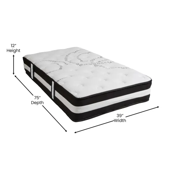 Emma and Oliver 12 Inch CertiPUR-US Certified Hybrid Pocket Spring Mattress, Mattress in a Box - Premium Mattress {6}