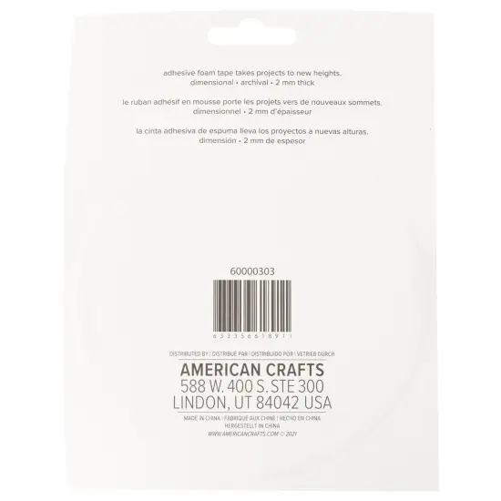 Sticky Thumb Double-Sided Foam Tape 3.94 Yards-White, 2"X2mm {4}