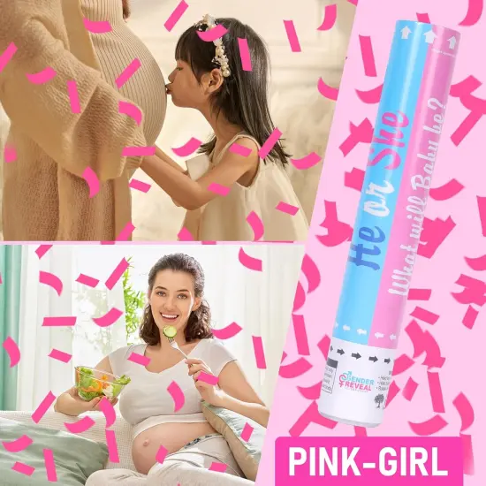 Gender Reveal Confetti Cannon - Set of 4 (2 Blue + 2 Pink) for Stunning Baby Gender Announcements, Perfect Gender Reveal Cannon for Parties and Celebrations {3}