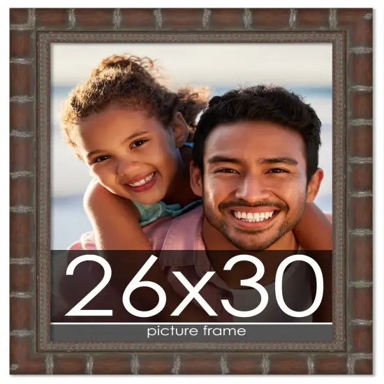 26x30 Modern Bamboo Picture Frame with UV-Resistant Acrylic & Acid Free Backing, Available in5 Finishes - Gold, Silver, Brown, Black, and Natural {1}