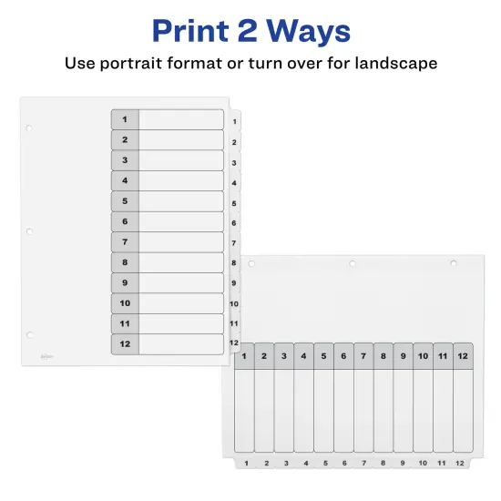 Avery Dividers for 3 Ring Binders, 12 Tabs per Set, Customizable Table of Contents, Classic White Tabs (6 Sets of 11824) {3}