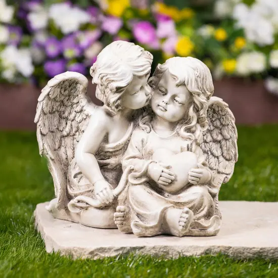 Northlight Double Cherubs with Heart Statue - 9" Beige {1}