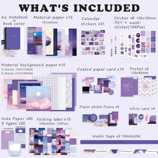348pcs Aesthetic Scrapbook Supplies Kit (Moonlight) {2}