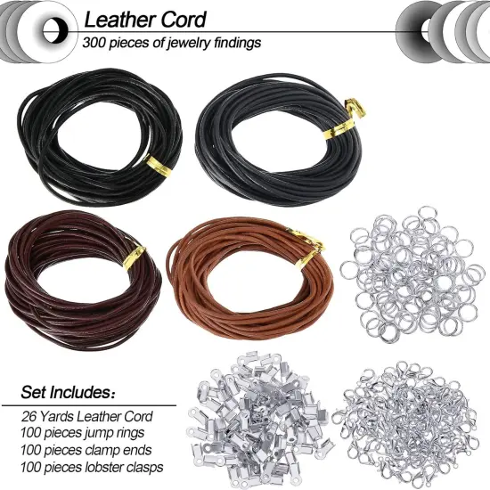 254 Pcs Round Leather Cord for Jewelry Making Kit {2}