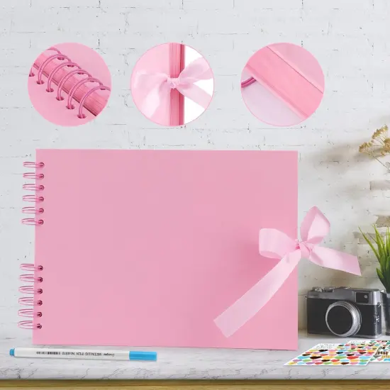 80-Page Scrapbook Album Kit with 10 Metallic Markers & Accessories - Pink (11.5*8.5 Inches) {4}