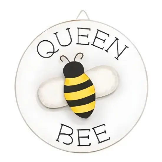 Wooden Round Bee Signs with Easel Stand and Cut-Out Accents 3 Asstd. {3}
