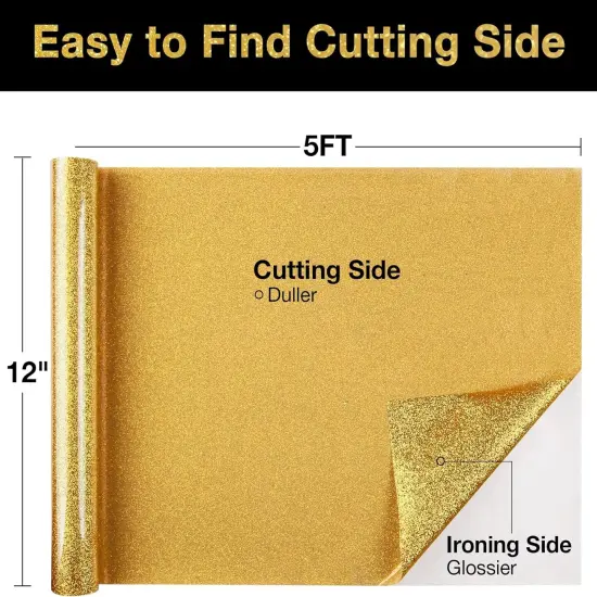 Gold Glitter HTV Heat Transfer Vinyl Roll 12 inch x 5 ft {2}