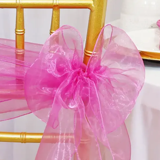 10 Pieces 8"x108" Organza Chair Sashes Magenta or Azalea {3}