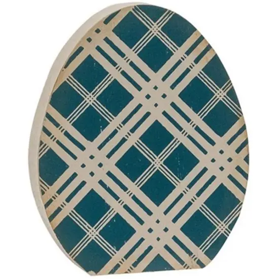 Set of 3 Wooden Egg Sitters with Plaid and Polka Dot Designs for Easter Decor {5}