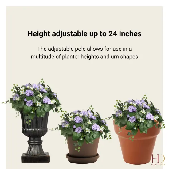 Haute Decor Adjustable Purple Hydrangea Urn Planter Fillers {4}