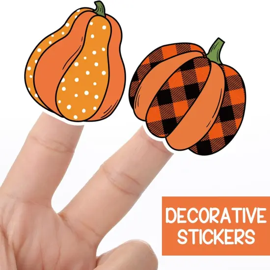 Plaid Pumpkins Stickers Roll - 1000 Pcs {3}