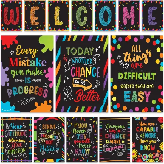 15 Chalkboard Theme Welcome Bulletin Board Set {1}