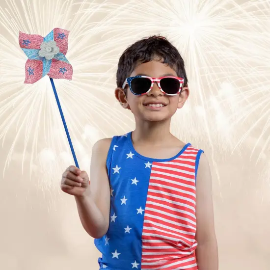 4E's Novelty 24 Pack DIY Pinwheels Craft for Kids, Bulk Summer Pinwheel Craft Kit, Color Your Own Paper Windmill for Pinwheels for Kids July 4 Party, Bulk Pinwheel for Spring Art and Creativity {4}