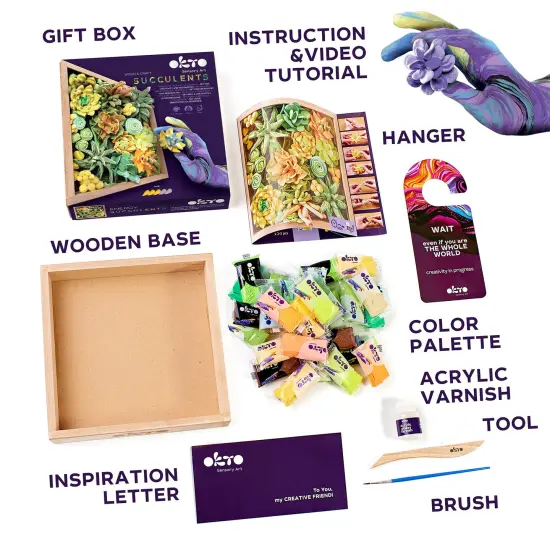 OKTO Sensory Art 3D Woodcraft &ldquo;Energy&rdquo; &ndash; Succulent Craft Kit {3}