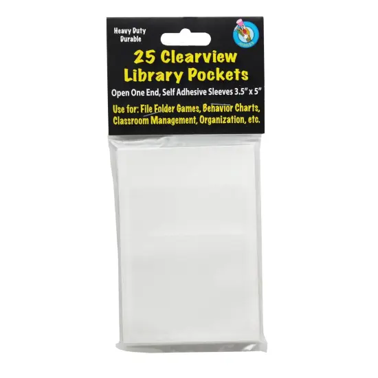 Clear View Self-Adhesive Library Pocket 3.5" x 5", Pack of 25 {1}