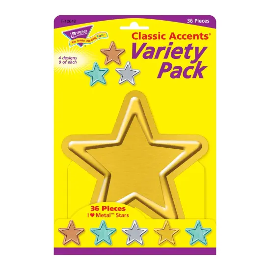I &hearts; Metal&trade; Stars Classic Accents&reg; Var. Pack, 36 ct {1}