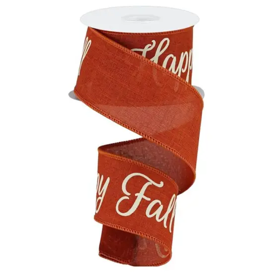 2.5" Happy Fall Yall Ribbon: Rust (10 Yards) {1}