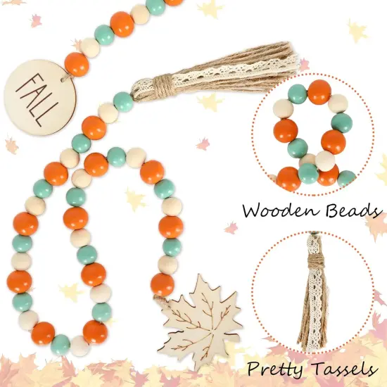 2Pcs Fall Thanksgiving Wooden Bead Garland {3}