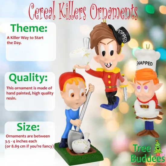 Tree Buddees Cracked Cereal Killers Ornaments Funny Cereal Mascot Parody Collect All 3 {2}