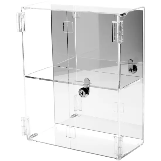 Plymor Clear Acrylic Rectangular Locking Display Case, 1 Shelf (Mirrored) {1}
