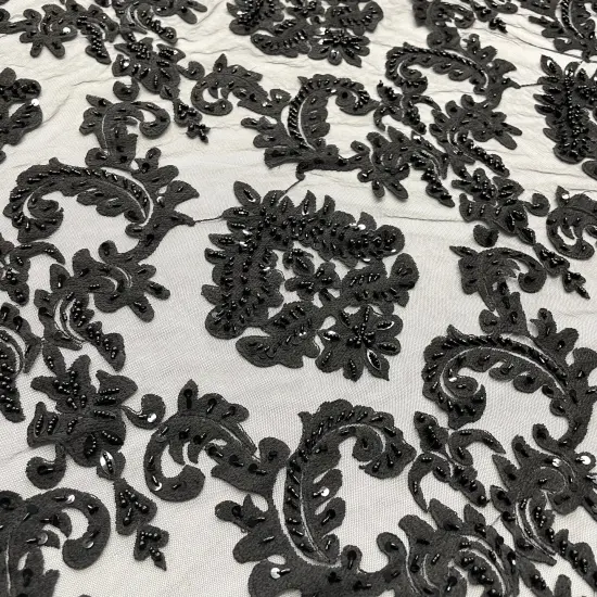 1 Yard Elegant Beaded Lace Fabric Embroidered on 100% Polyester Net Mesh for Special Occasions 56" Width Dusty Rose {6}