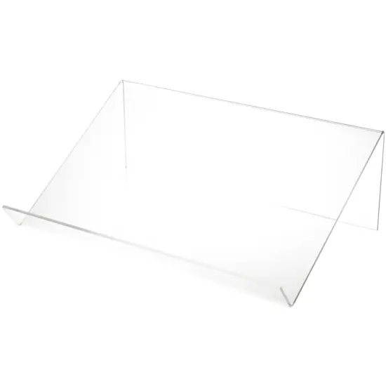 Plymor Clear Acrylic Slightly Elevated Book Display Stand with 2" Ledge, 18" W x 12" D x 6" H {1}