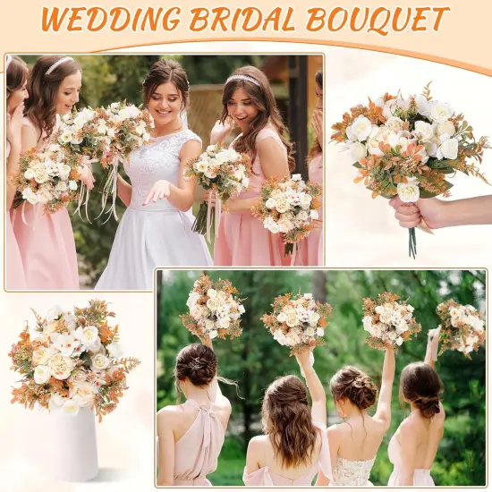 8 Pieces Peonies Artificial Flowers - Champagne {5}