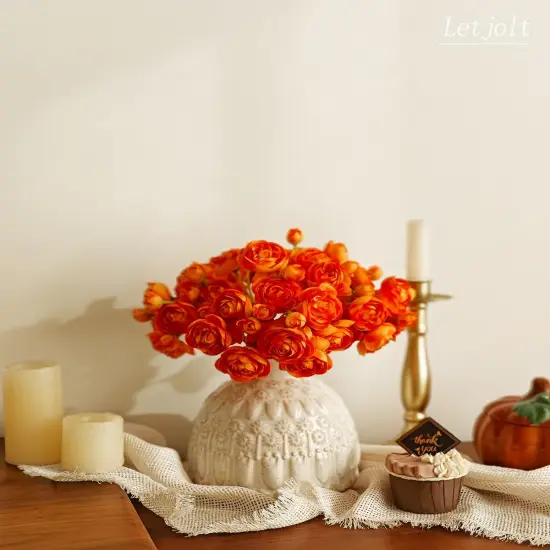 18 Pcs Artificial Ranunculus Flower - Orange {4}