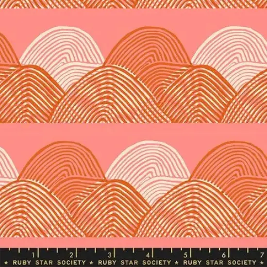 Floradora Melon Pink Geometric Mountain 43"/44" Fabric Per Yard {1}