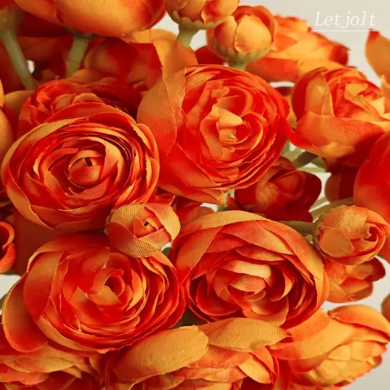 18 Pcs Artificial Ranunculus Flower - Orange {2}