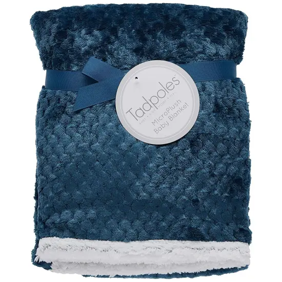 Tadpoles Popcorn Plush Sherpa Baby Blanket - Dark Blue | 30" x 40" | Made of 100% Polyester | Soft, Breathable & Durable | Ideal as a Baby Swaddle Blanket, Crib Blanket, Receiving Blanket & More {6}