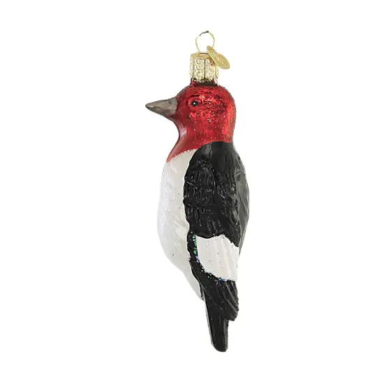 Old World Christmas 5.0 Inch Red-Headed Woodpecker Tree Ornament , Ornament Bird Black {1}