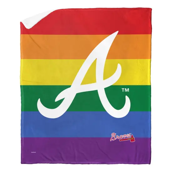 MLB Pride Series Silk Touch Sherpa Throw Blanket 50&times;60 Inches Atlanta braves {1}