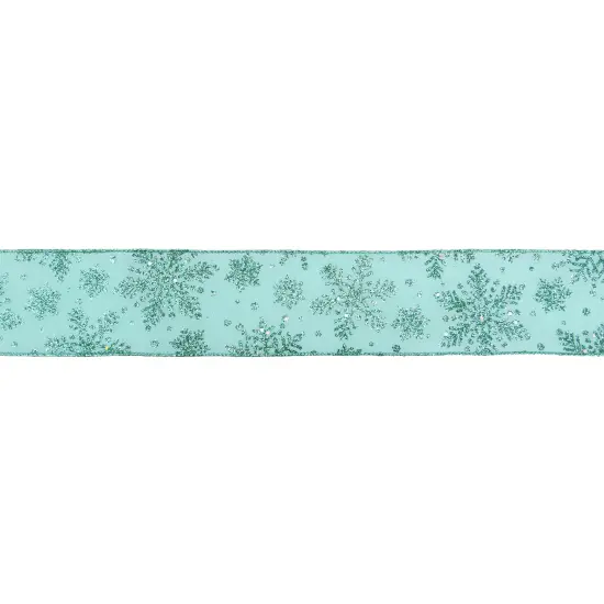 Northlight Sparkly Aqua Blue Snowflake Christmas Wired Craft Ribbon 2.5" x 16 Yards {1}