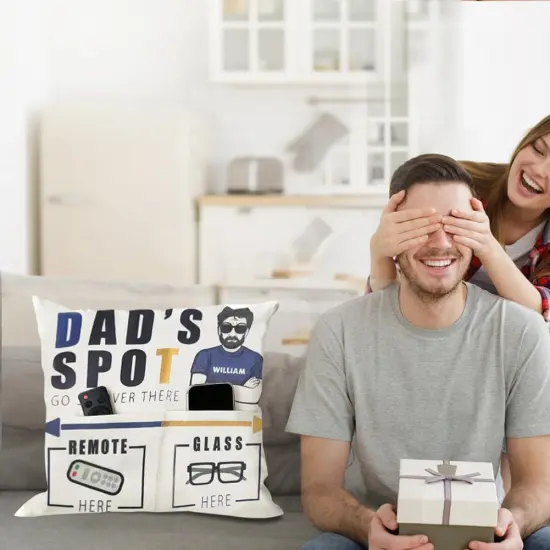 Gifts for Dad Father's Day Throw Pillow Case, Dad's Spot Throw Pillow Covers 18x18 Inch with 2-Pocket Dad Gifts from Daughter Son Birthday Christmas Thanksgiving Day Gifts for Papa Stepdad {2}