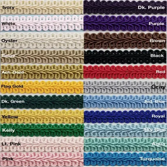 1/2" Chinese French Braid Gimp Trimming - 12 Continuous Yards - Many Colors! Dark purple {3}