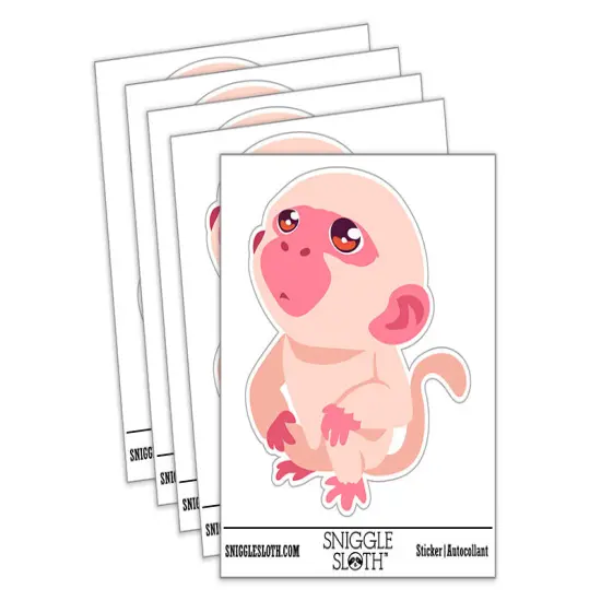 Water Bottle Sticker Set Curious Inquisitive Little Monkey Looking Up Cute Waterproof Vinyl Stickers Pack Decal, Skateboard, Laptop, Car, Window, Bumper - 5 Pack {2}