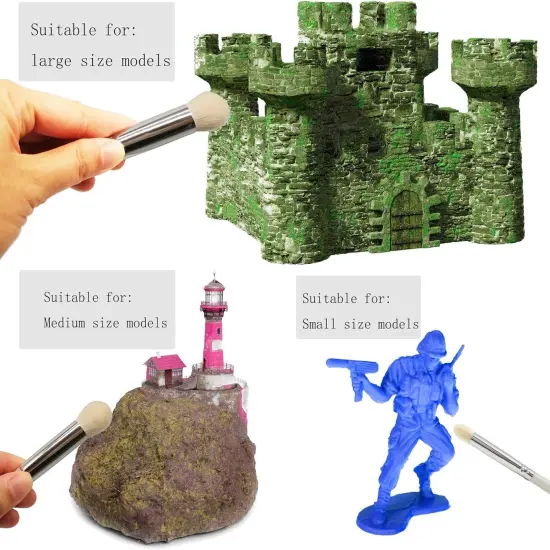 Drybrush Set Hobby Drybrush Paint Brush,Detail Paint Brush Set,3 pcs Professional Art and Advanced Acrylic Paint Brushes for Tabletop&Wargames Miniature Watercolor Oil Painting,Model（White） {2}