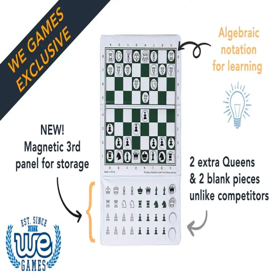 WE Games Magnetic Travel Chess Set Trifold {9}