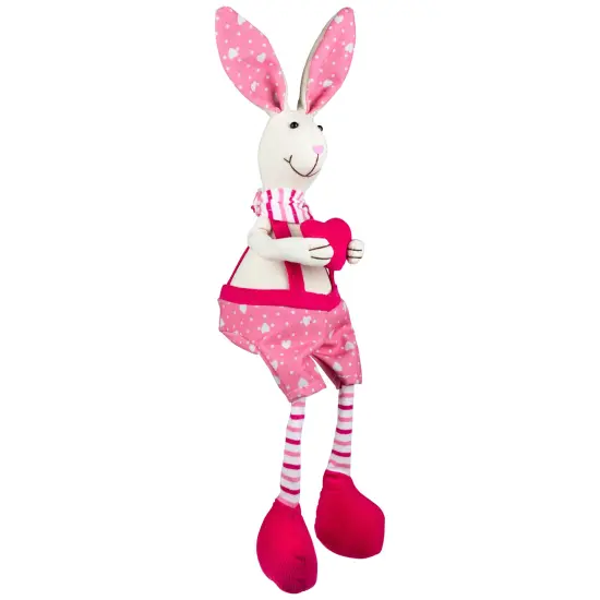 Northlight Boy Sitting Easter Rabbit Decoration with Dangling Legs - 16.5" - Pink and Cream {5}