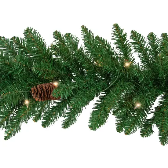 Northlight 9' x 12" Pre-Lit Black River Pine Artificial Christmas Garland, Clear Lights Green {7}